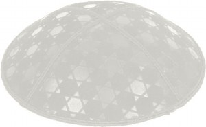 Light Grey Blind Embossed Star of David Kippah without trim