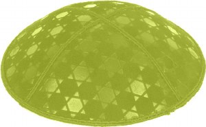 Lime Blind Embossed Star of David Kippah without trim