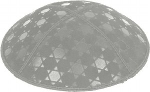 Medium Grey Blind Embossed Star of David Kippah without trim