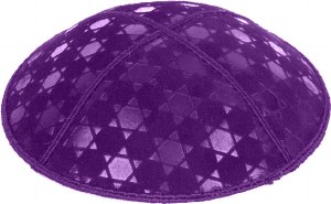 Purple Blind Embossed Star of David Kippah without trim