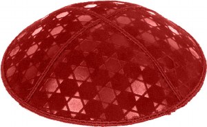 Red Blind Embossed Star of David Kippah without trim