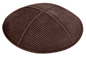 Brown Blind Embossed Thin Lines Kippah