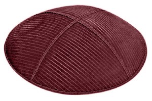 Burgundy Blind Embossed Thin Lines Kippah