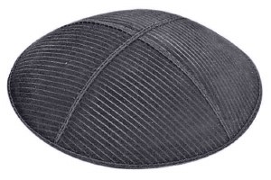 Dark Grey Blind Embossed Thin Lines Kippah