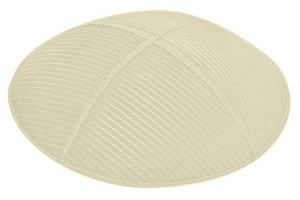 Ivory Blind Embossed Thin Lines Kippah