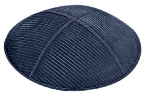 Navy Blind Embossed Thin Lines Kippah
