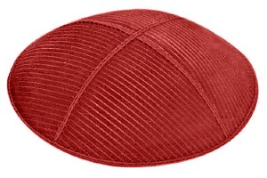 Red Blind Embossed Thin Lines Kippah