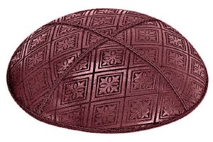 Burgundy Blind Embossed Tiled Kippah without Trim