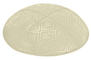 Ivory Blind Embossed Tiled Kippah without Trim