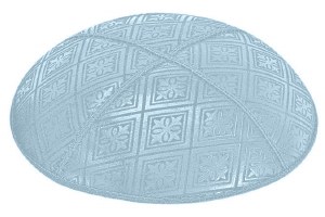 Light Blue Blind Embossed Tiled Kippah without Trim