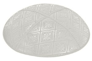 Light Grey Blind Embossed Tiled Kippah without Trim