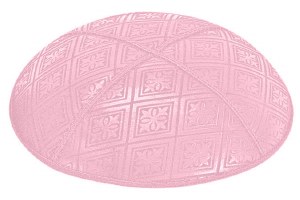Light Pink Blind Embossed Tiled Kippah without Trim