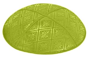 Lime Blind Embossed Tiled Kippah without Trim