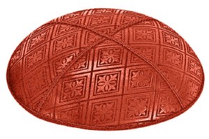 Orange Blind Embossed Tiled Kippah without Trim