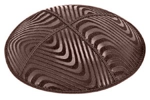 Brown Blind Embossed Waves Kippah
