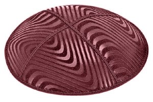 Burgundy Blind Embossed Waves Kippah