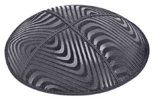 Dark Grey Blind Embossed Waves Kippah