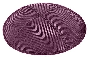 Eggplant Blind Embossed Waves Kippah
