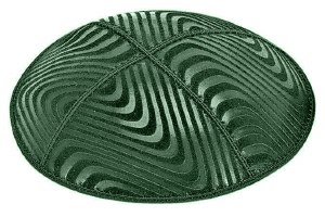 Green Blind Embossed Waves Kippah