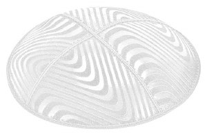 White Blind Embossed Waves Kippah