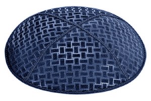 Dark Royal Blind Embossed Weave Kippah without Trim