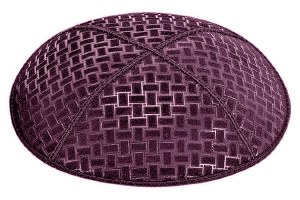 Eggplant Blind Embossed Weave Kippah without Trim
