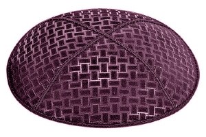 Eggplant Blind Embossed Weave Kippah without Trim