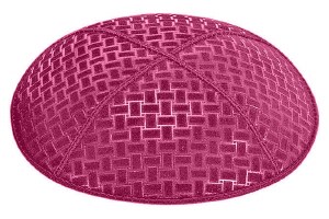 Fuchsia Blind Embossed Weave Kippah without Trim