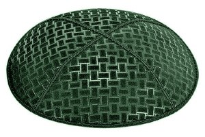Green Blind Embossed Weave Kippah without Trim