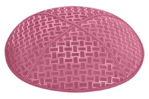 Hot Pink Blind Embossed Weave Kippah without Trim