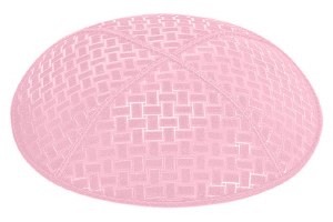 Light Pink Blind Embossed Weave Kippah without Trim