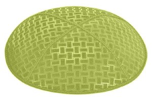 Lime Blind Embossed Weave Kippah without Trim