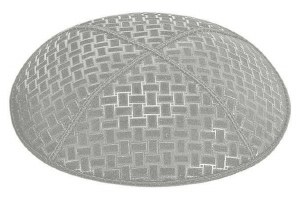 Medium Grey Blind Embossed Weave Kippah without Trim