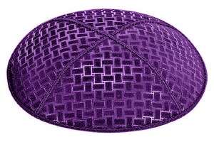 Purple Blind Embossed Weave Kippah without Trim
