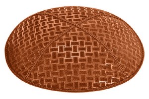 Rust Blind Embossed Weave Kippah without Trim