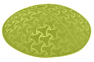 Lime Blind Embossed Wheels Kippah without Trim