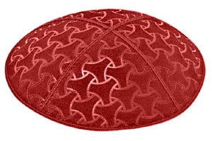 Red Blind Embossed Wheels Kippah without Trim
