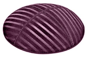 Eggplant Blind Embossed Wide Lines Kippah without Trim