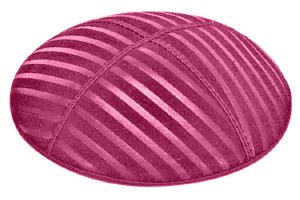 Fuchsia Blind Embossed Wide Lines Kippah without Trim