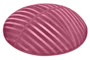 Hot Pink Blind Embossed Wide Lines Kippah without Trim