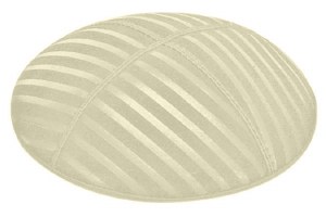 Ivory Blind Embossed Wide Lines Kippah without Trim