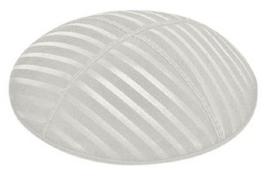 Light Grey Blind Embossed Wide Lines Kippah without Trim