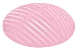 Light Pink Blind Embossed Wide Lines Kippah without Trim