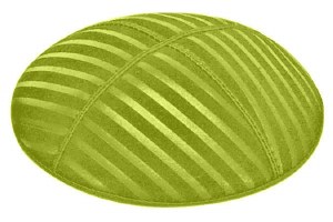 Lime Blind Embossed Wide Lines Kippah without Trim