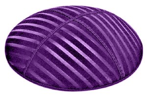 Purple Blind Embossed Wide Lines Kippah without Trim