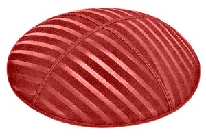 Red Blind Embossed Wide Lines Kippah without Trim