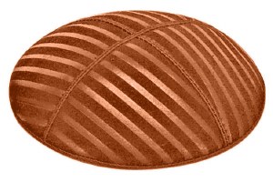 Rust Blind Embossed Wide Lines Kippah without Trim