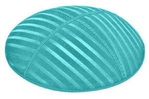 Turquoise Blind Embossed Wide Lines Kippah without Trim