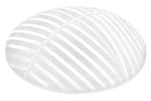 White Blind Embossed Wide Lines Kippah without Trim