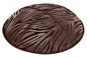 Brown Blind Embossed Zebra Kippah without Trim